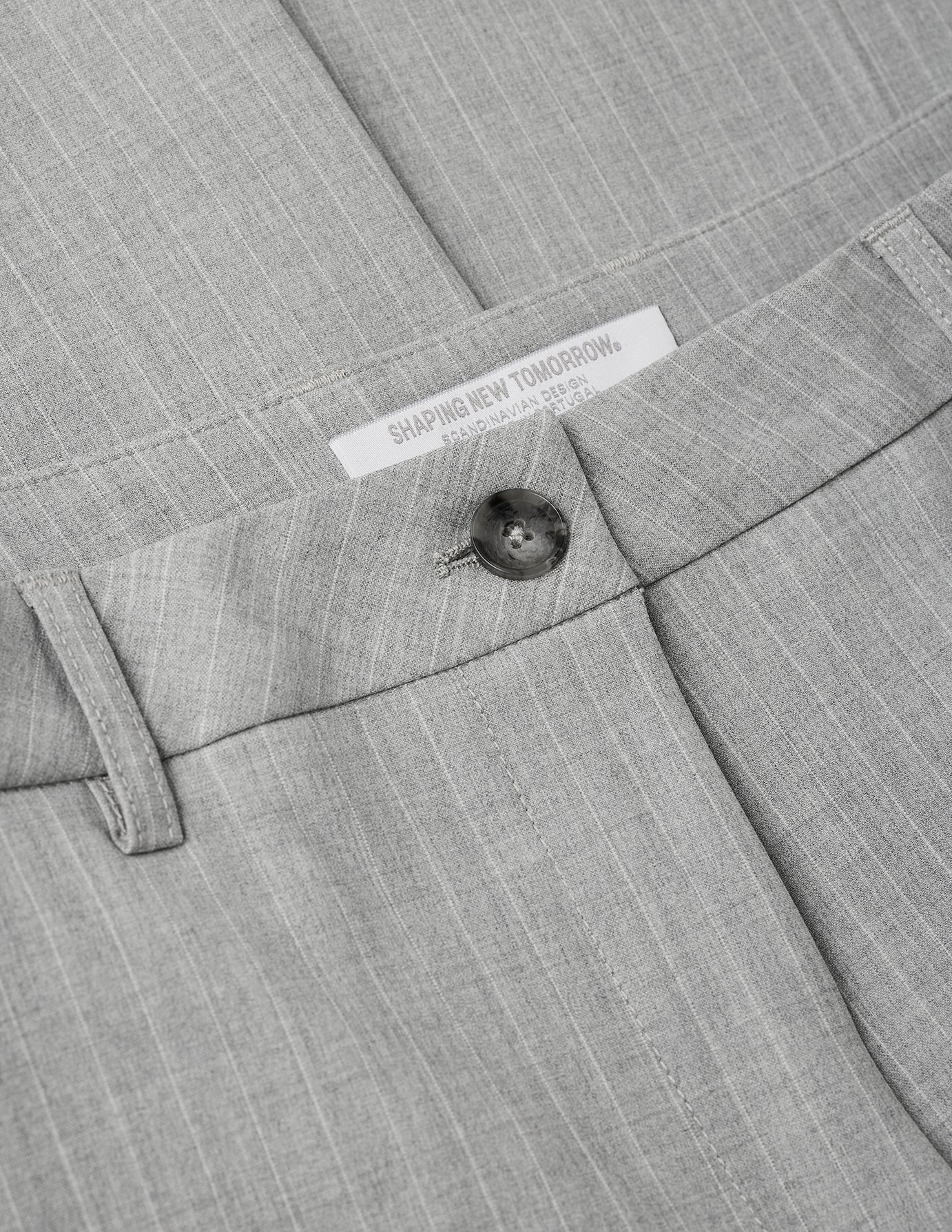 Essential Pants Wide Light Grey Pinstriped